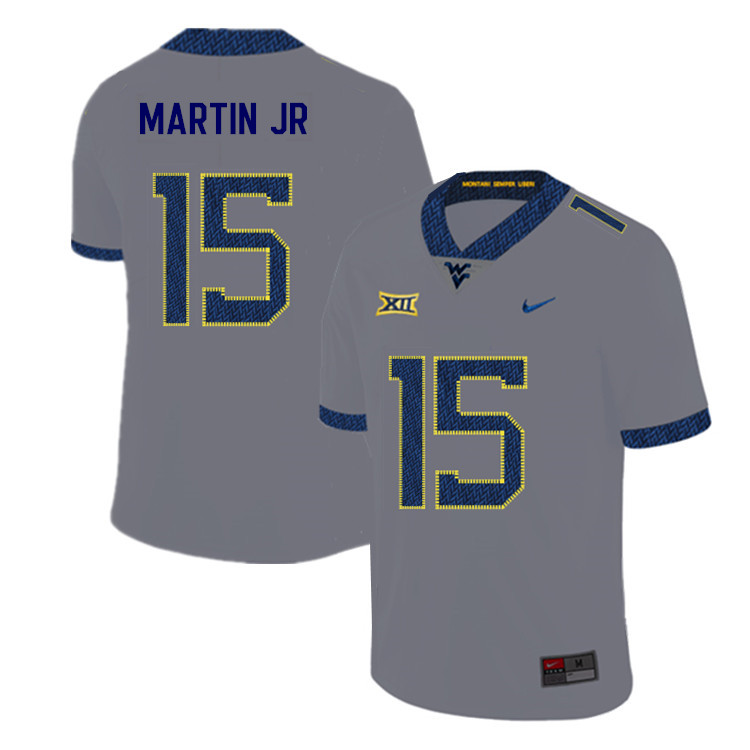 NCAA Men's Kerry Martin Jr. West Virginia Mountaineers Gray #15 Nike Stitched Football College 2019 Authentic Jersey KJ23Z50PZ